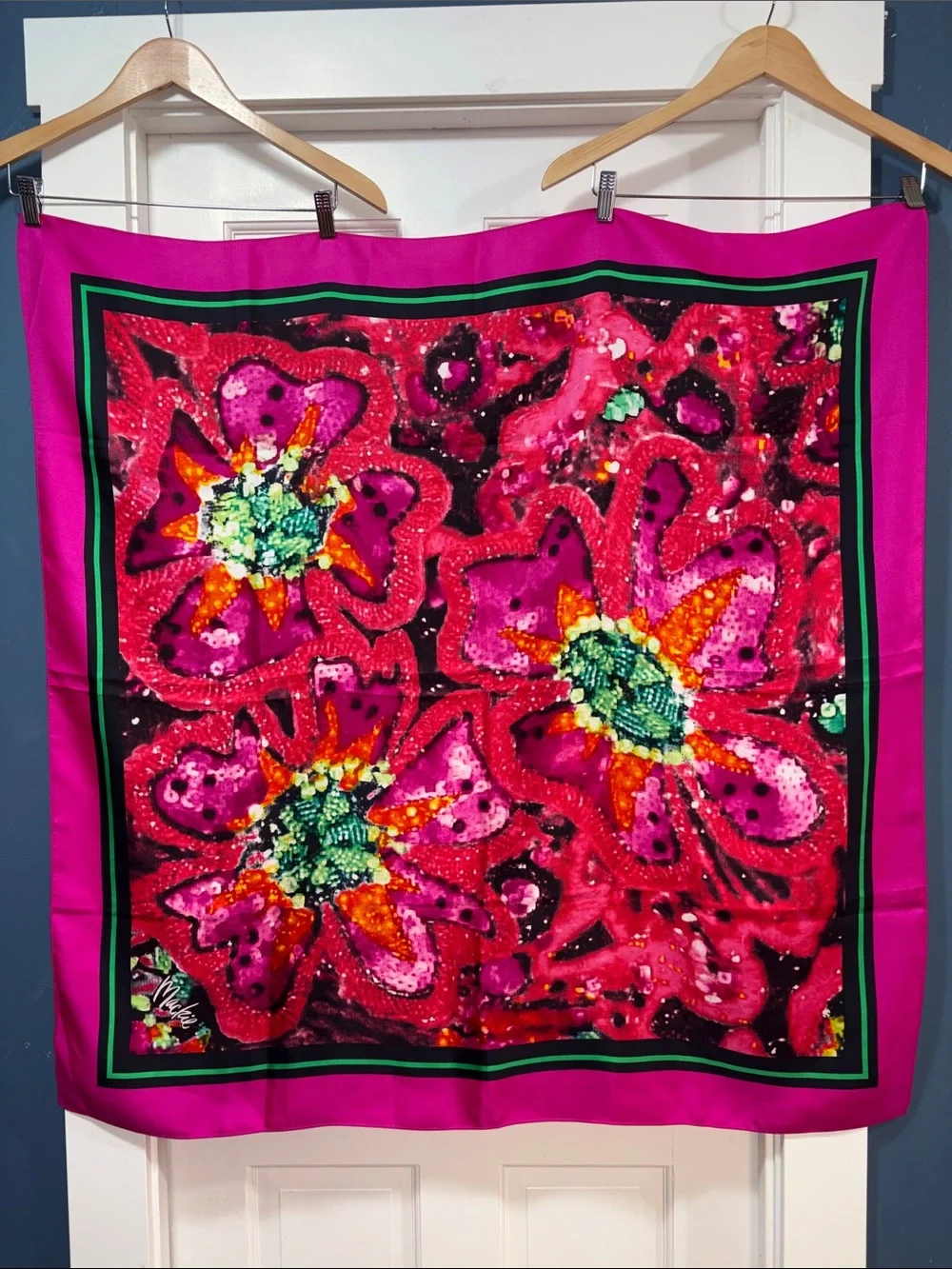 Bob Mackie Bright Floral Silk Scarf